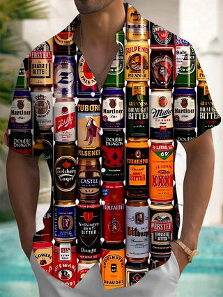 men's beer print shirt front view