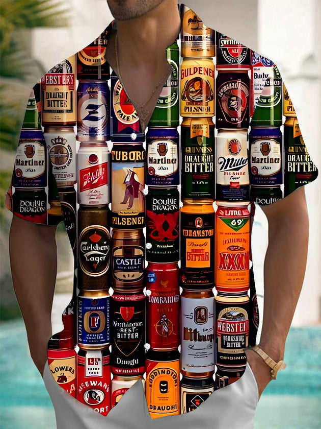 men's beer print shirt front view