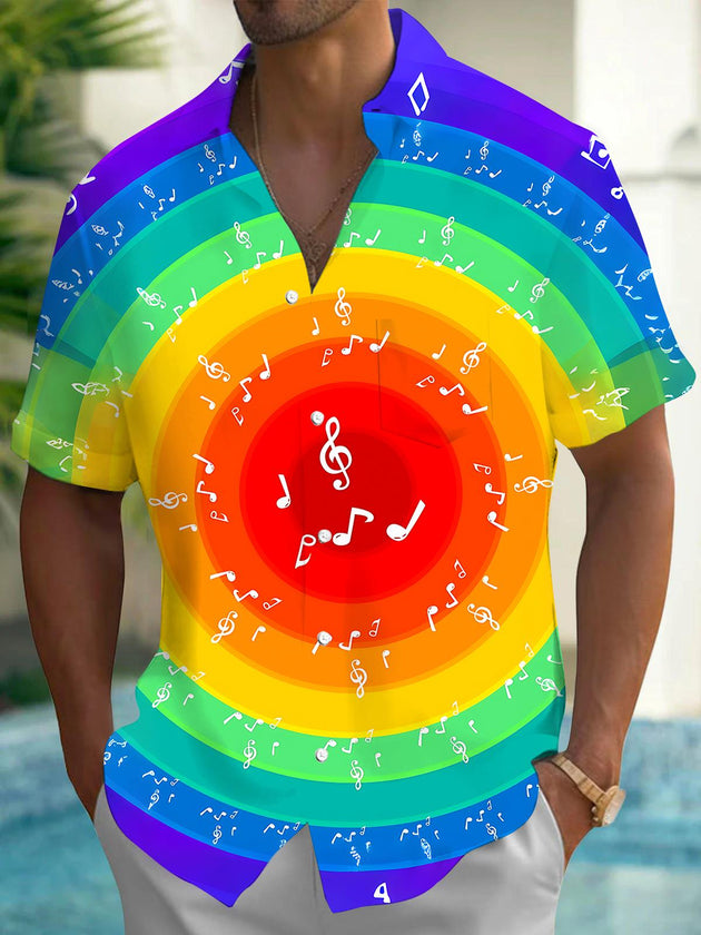 Musical Note Men's Pocket Short Sleeve Shirts