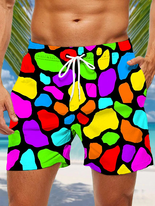 Men's print pocket casual shorts front view