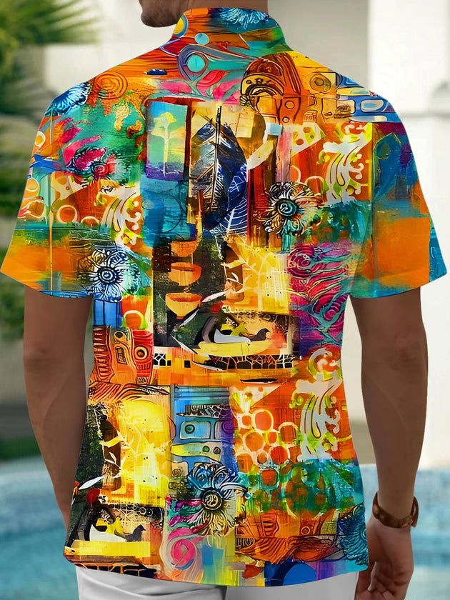 men's colorful retro style shirt back view