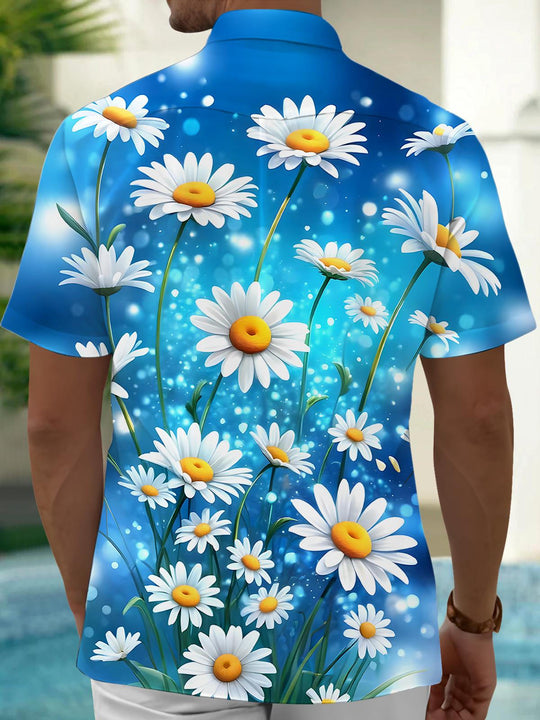 Men's Hawaiian floral short sleeve shirt back view