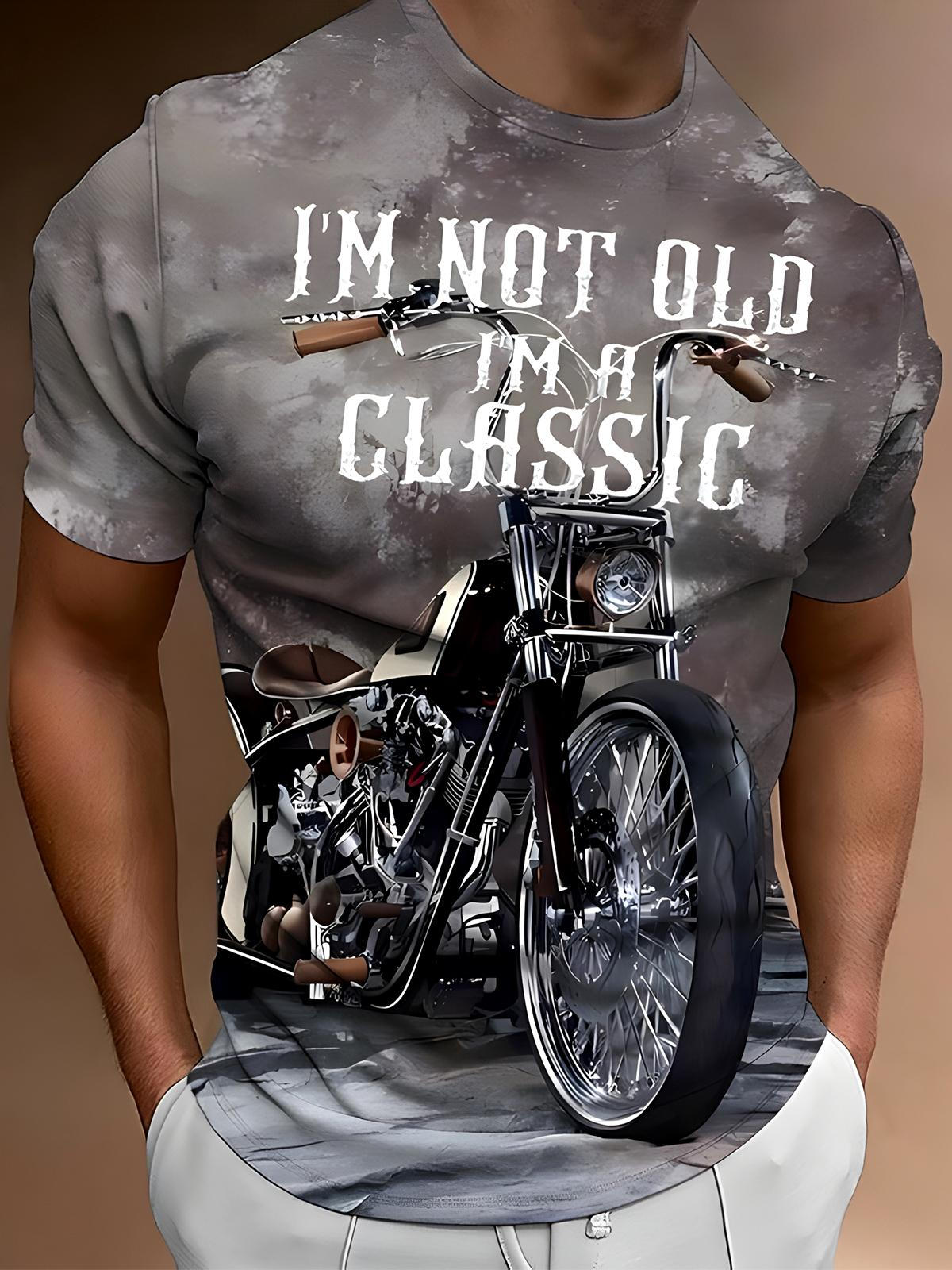 Motorcycle Round Neck Short Sleeve Men's T-shirt