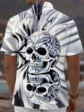 men's skeleton pattern shirt back view