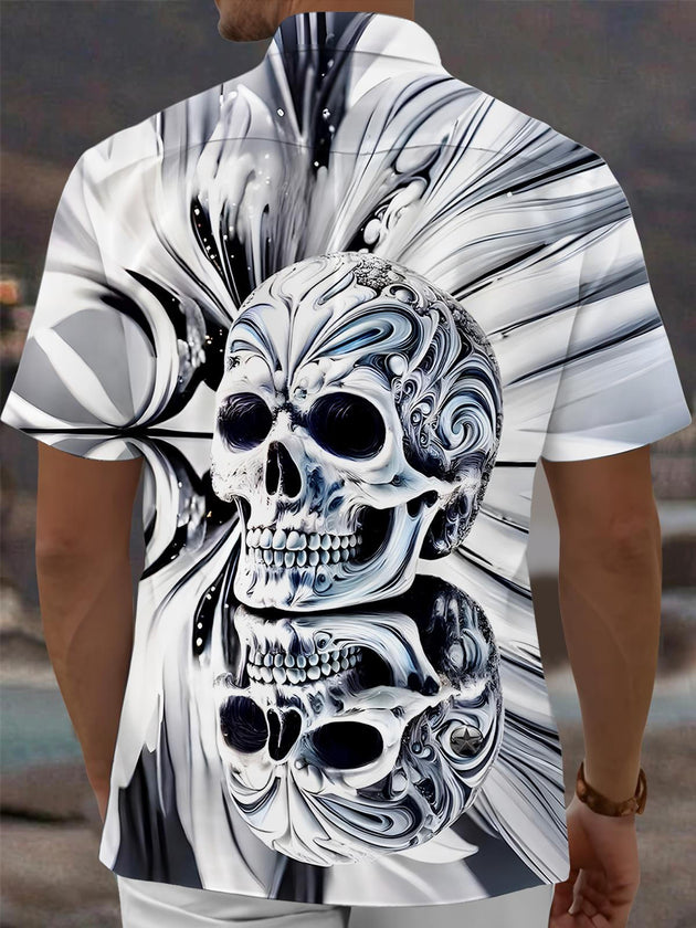 men's skeleton pattern shirt back view