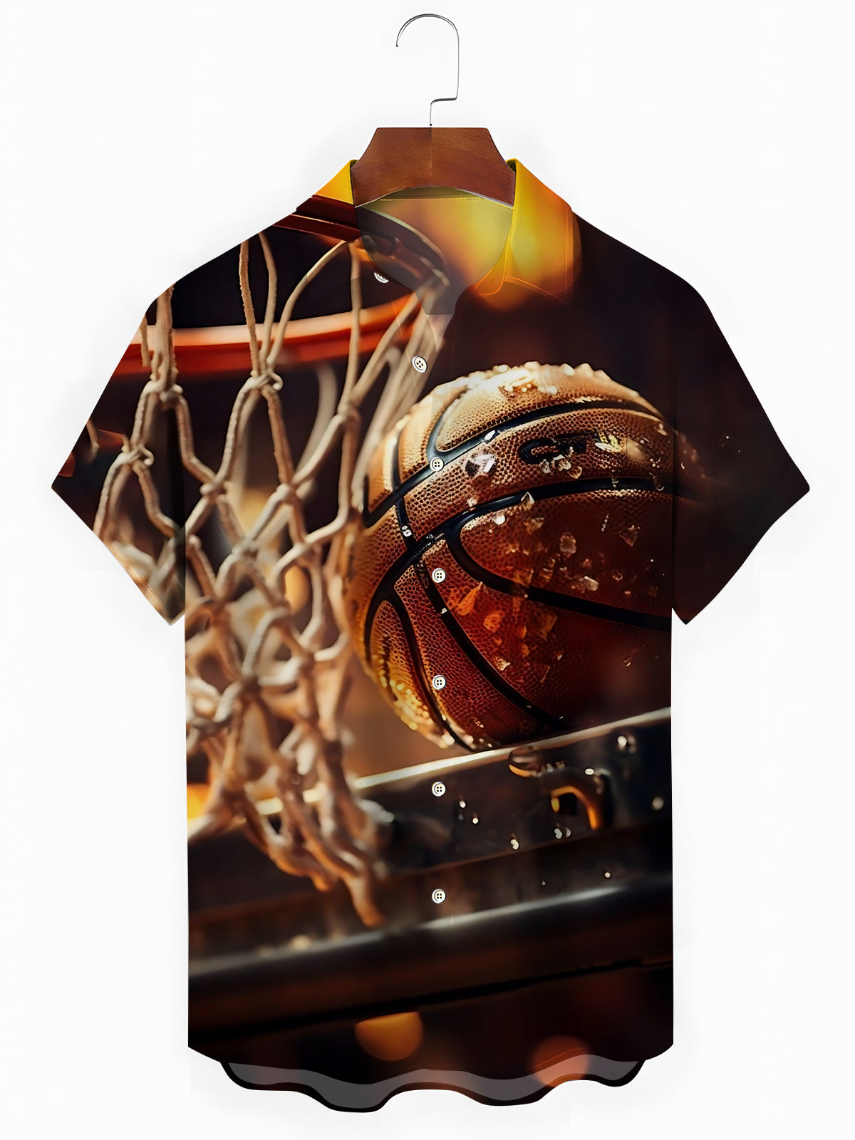 Basketball Print Men's Pocket Short Sleeve Shirts