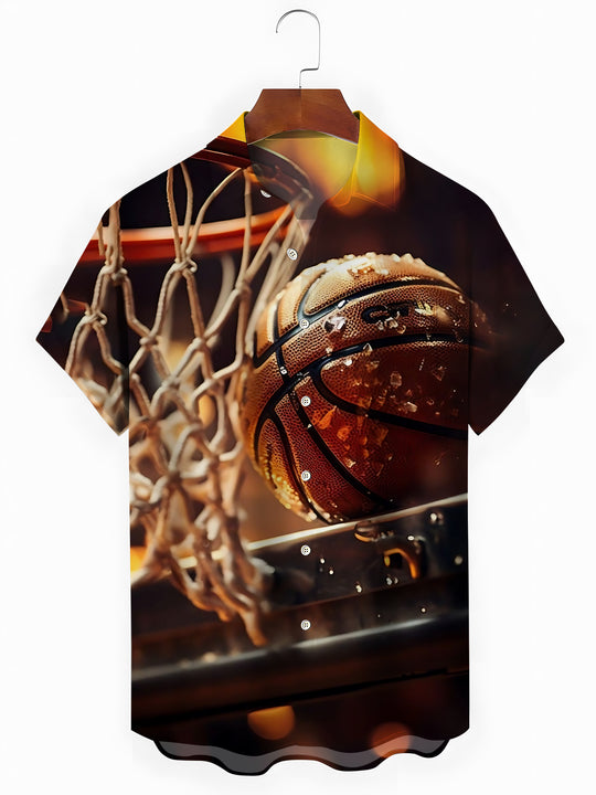 Men's basketball print short sleeve shirt front view