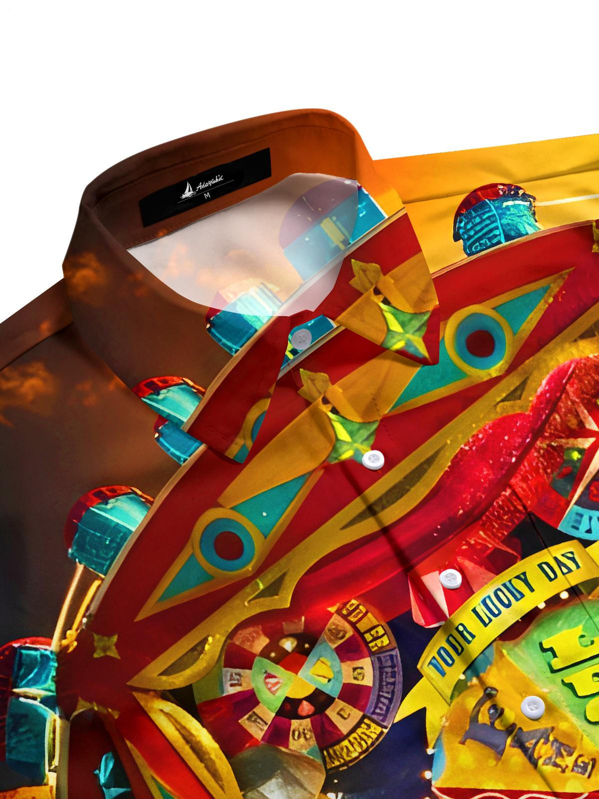 Retro Fun Abstract Roulette Men's Pocket Short Sleeve Shirts