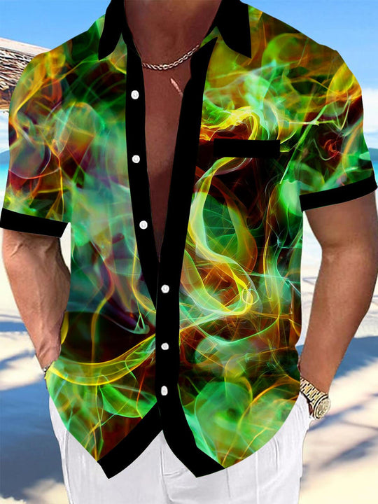 Men's abstract print short sleeve shirt front view