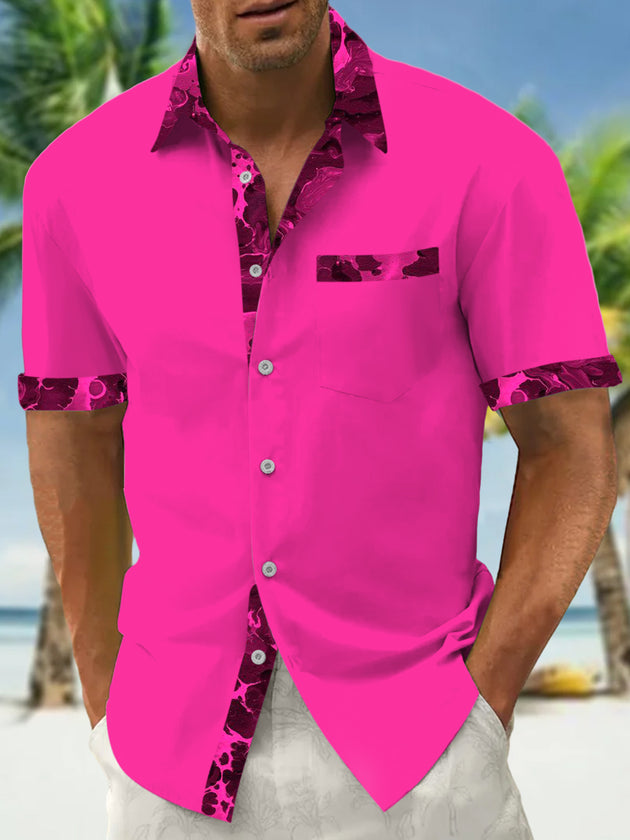 Men's abstract print short sleeve shirt front view