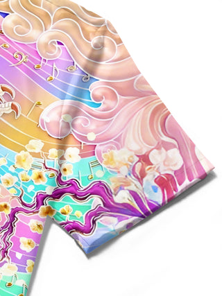 men's dragon print shirt close-up short sleeve
