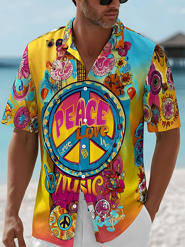men's music print shirt front view