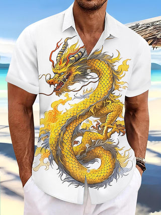 men's dragon print shirt front view