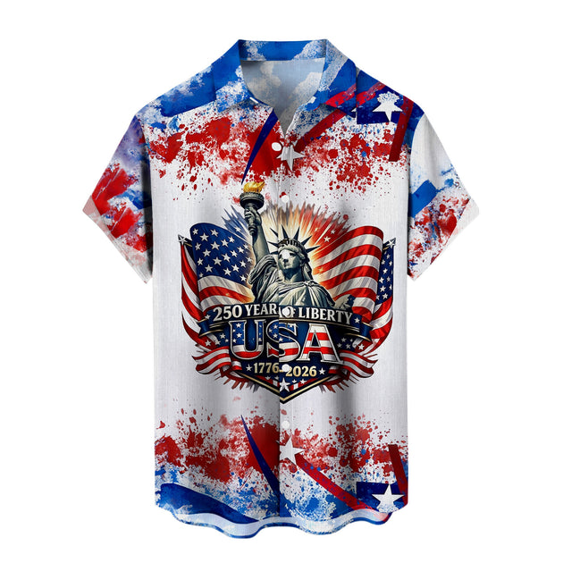 men's red button up shirt Independence Day view 11
