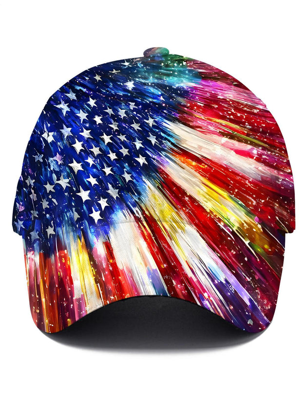 men's baseball print shirt front view Independence Day