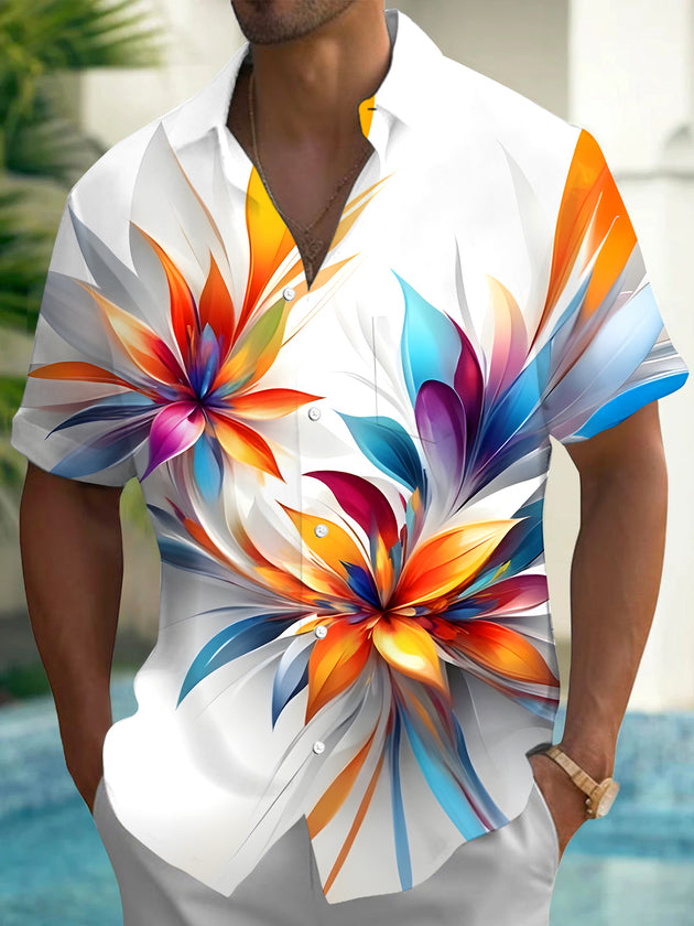men's tie dye floral pocket short sleeve shirt back view