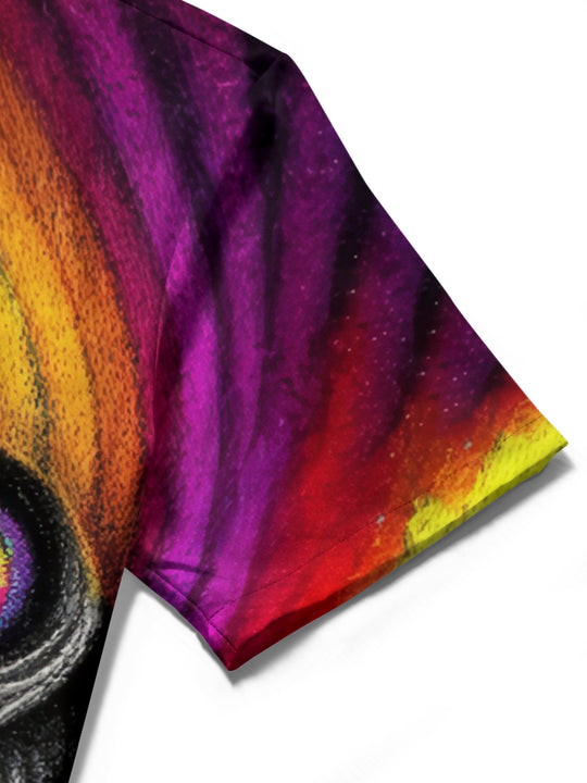 Funny Skull Print Men's Pocket Short Sleeve Shirts