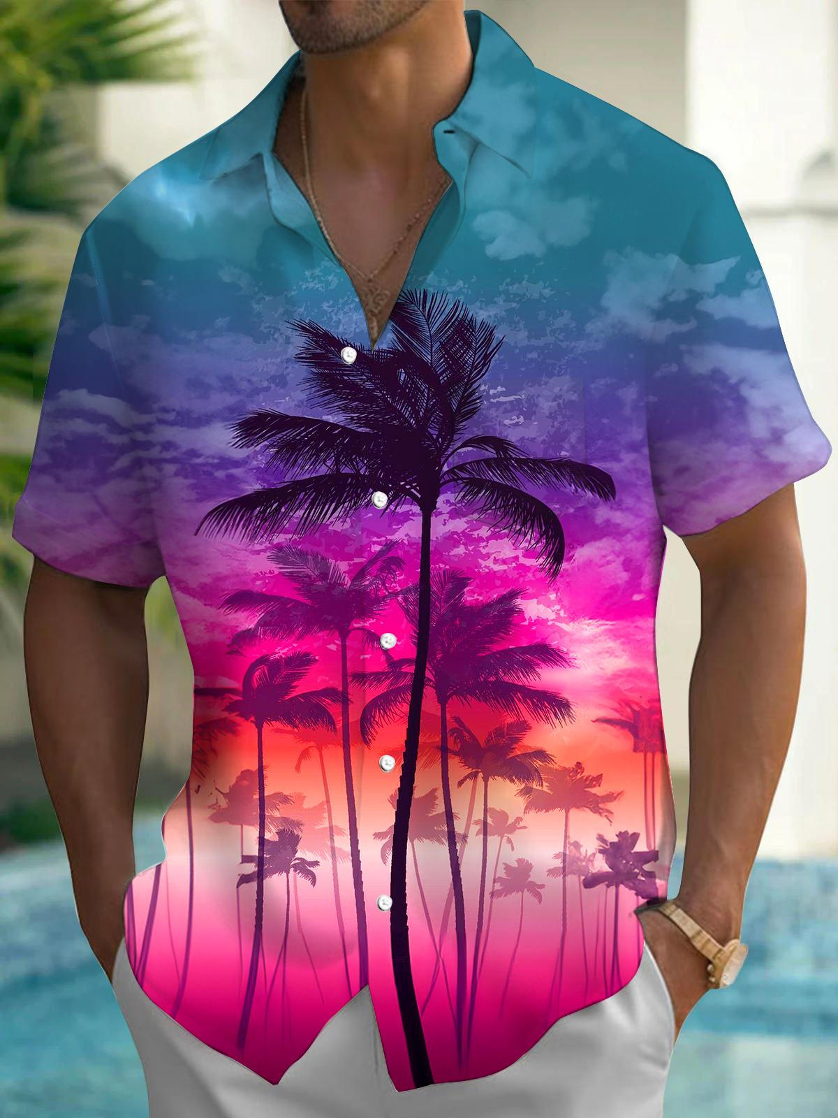 Coconut Tree Men's Pocket Short Sleeve Shirts