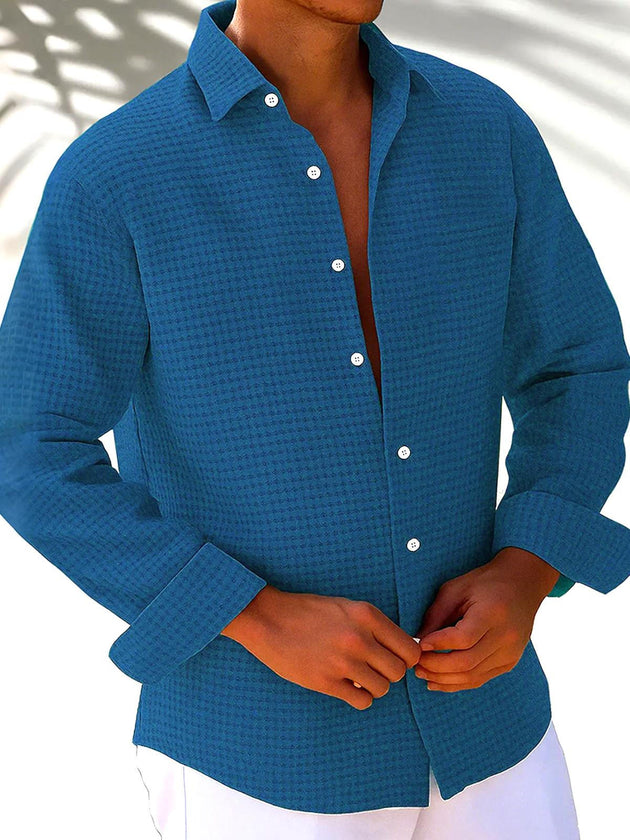 men's basic long sleeve shirt front view