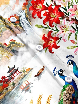 men's floral short sleeve flat lay shirt
