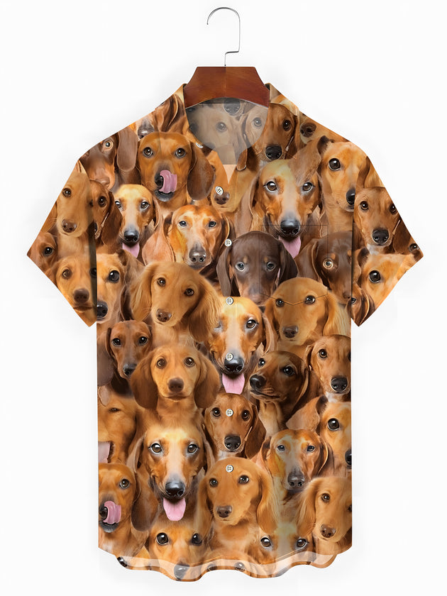 men's dog print shirt front view