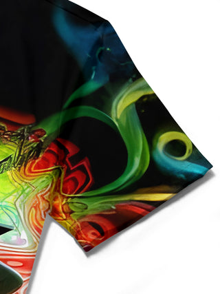 men's printed shirt close-up short sleeve