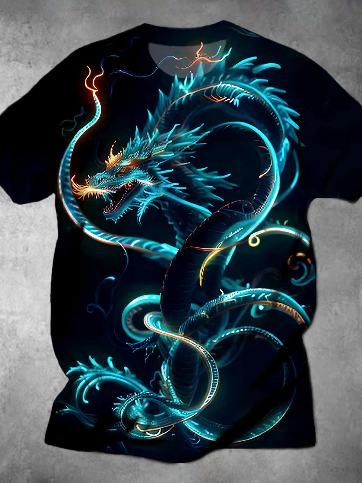 Dragon Round Neck Short Sleeve Men's T-shirt