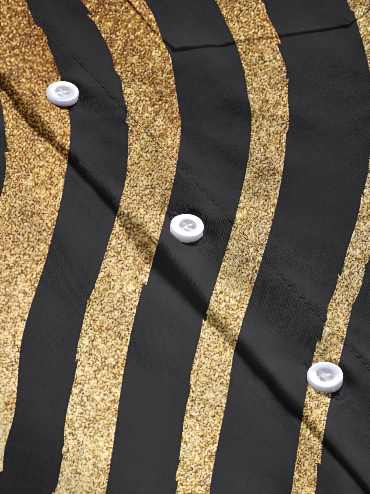 Geometric Stripe Print Men's Pocket Short Sleeve Shirts