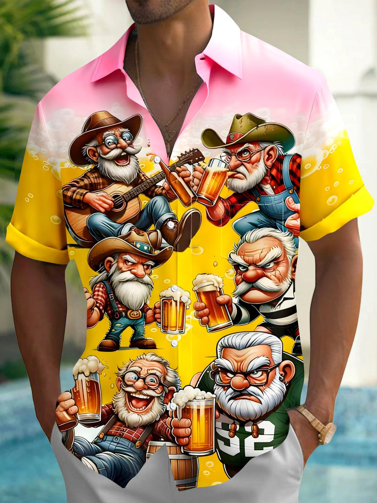 Beer Men's Pocket Short Sleeve Shirts