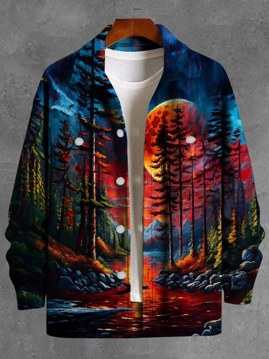 Men's forest green long sleeve casual jacket front view