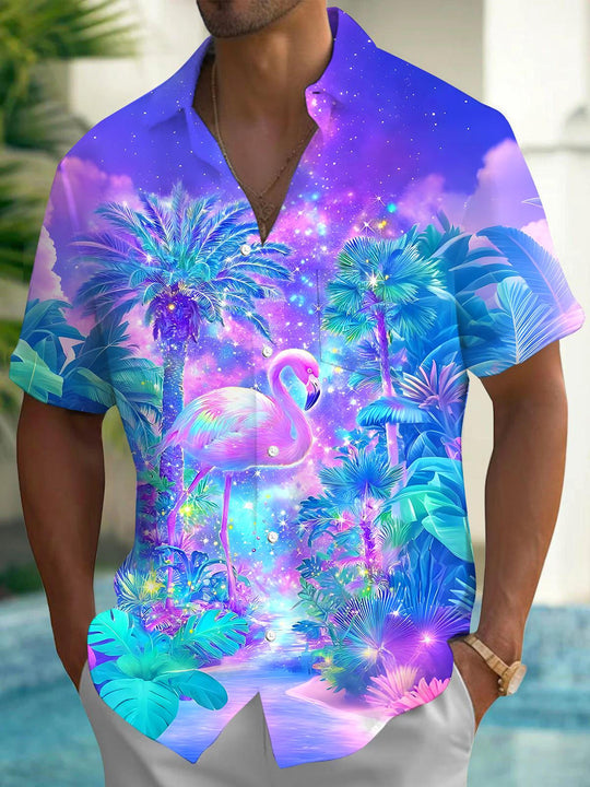 men's Hawaiian shirt front view tropical beach vacation