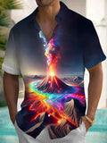 Volcano Print Men's Pocket Short Sleeve Shirts