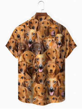 men's puppy pattern shirt back view