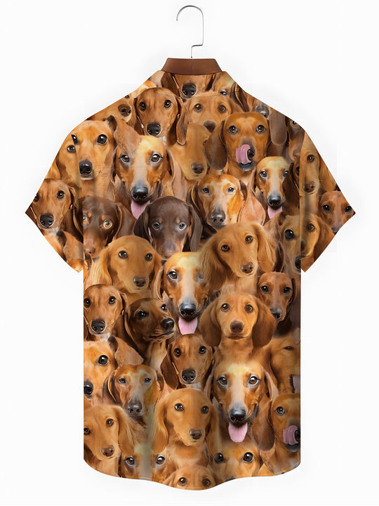 men's puppy pattern shirt back view