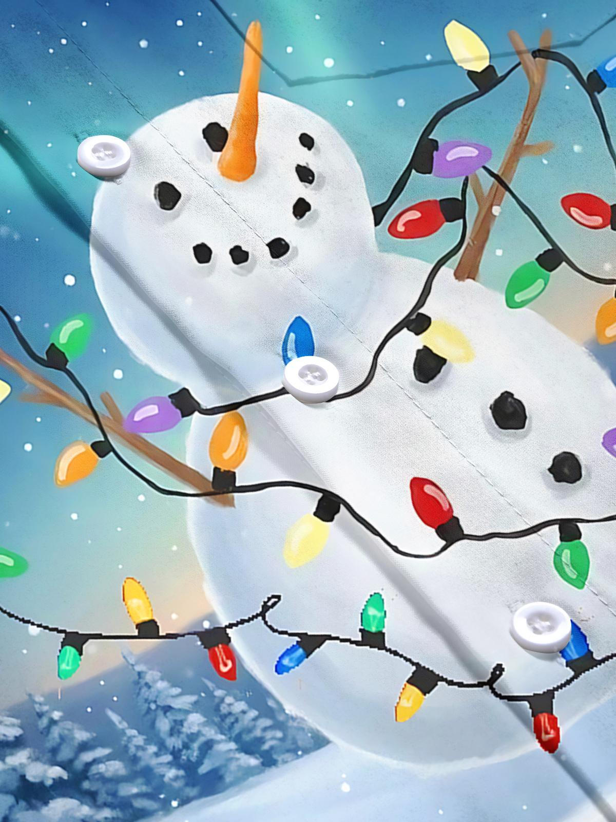 Snowman Light Print Men's Pocket Short Sleeve Shirts