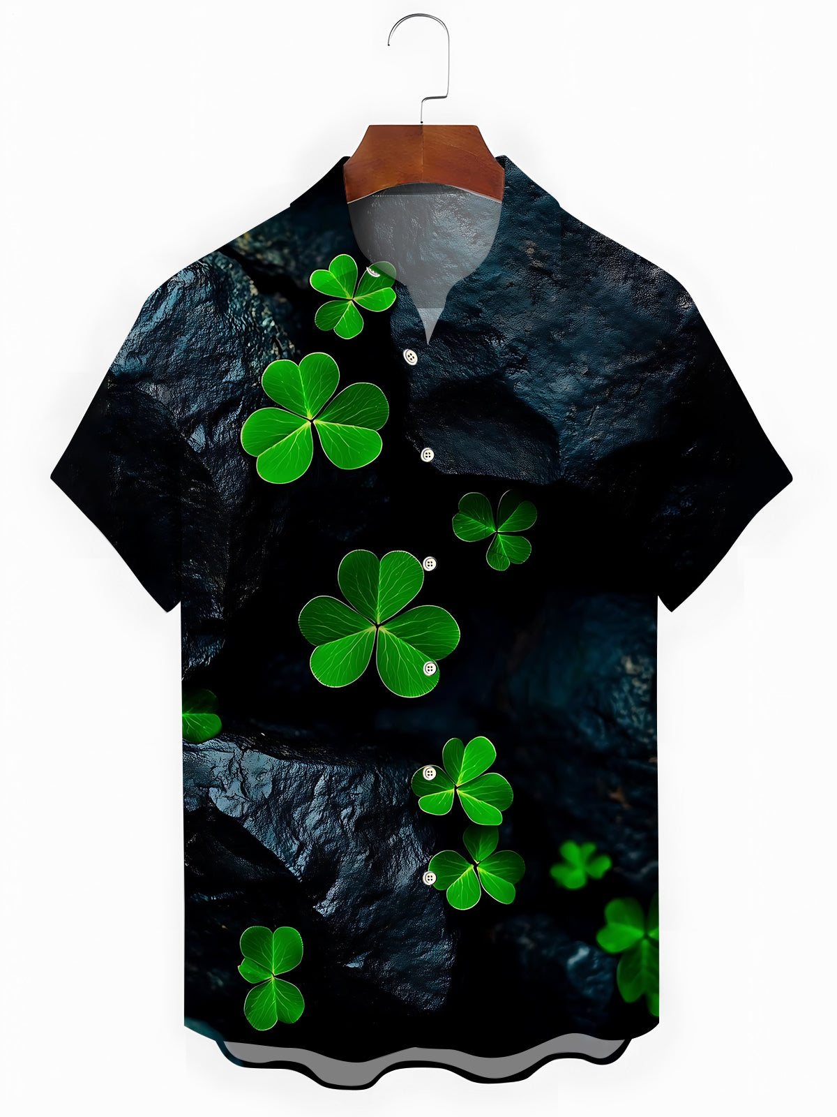 Clover Print Men's Pocket Short Sleeve Shirts