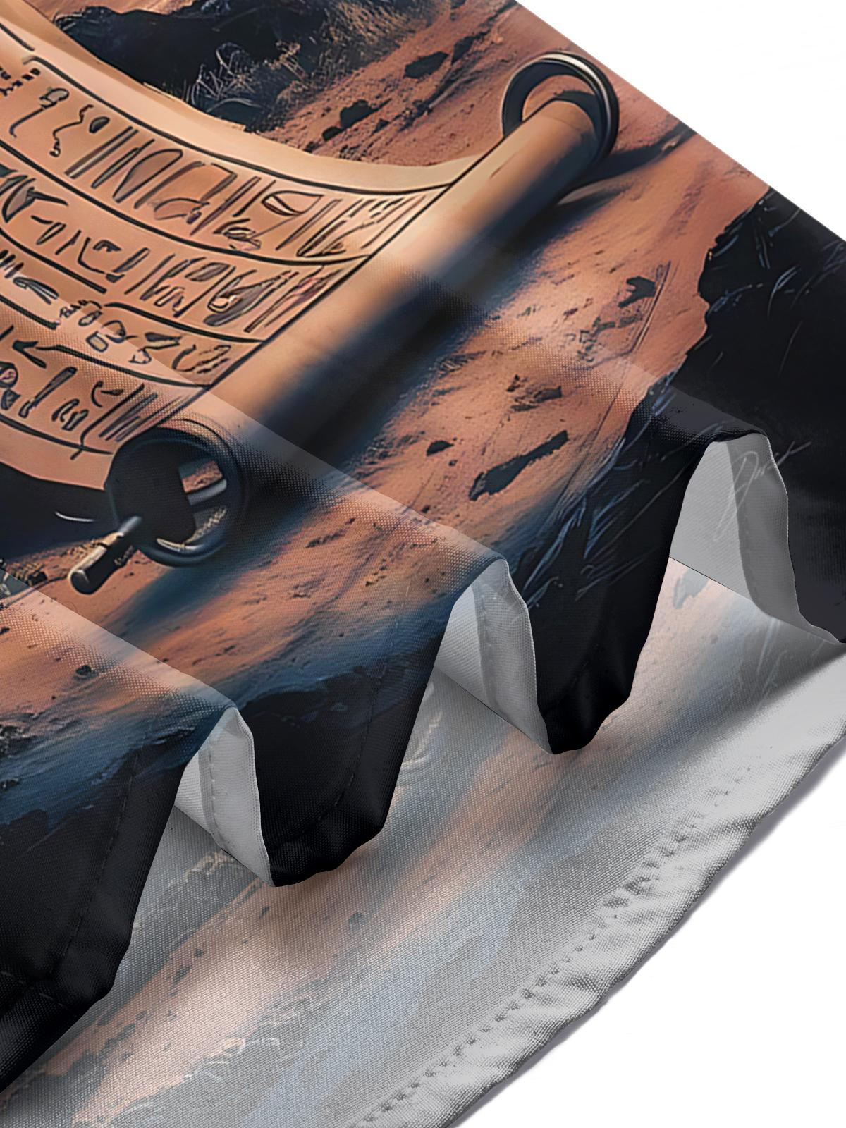 Vintage Scroll Pyramid Print Men's Pocket Long Sleeve Shirts