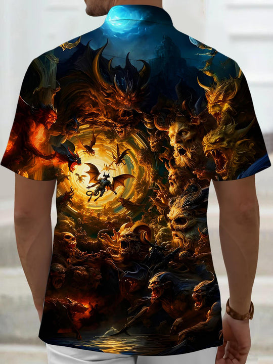 Men's Dark Demon Realm Entrance Graphic Short Sleeve Shirt Back View