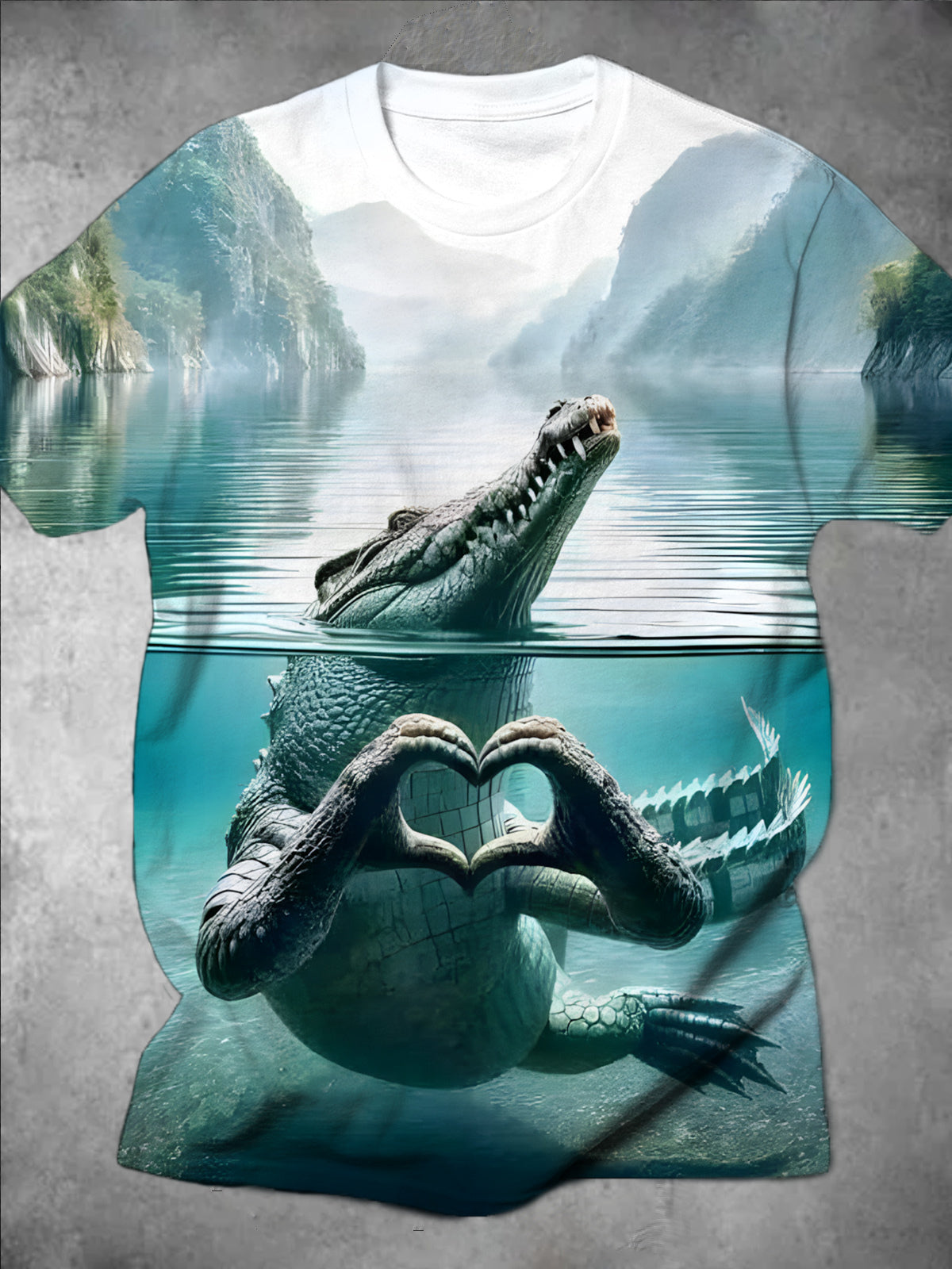 Crocodile Round Neck Short Sleeve Men's T-shirt