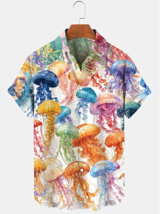 men's fish print shirt front view