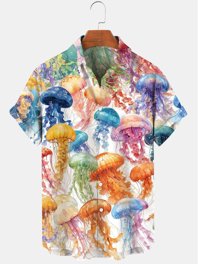 men's fish print shirt front view
