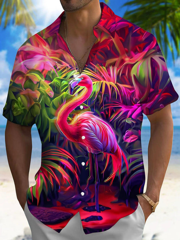men's Hawaiian shirt front view tropical beach vacation