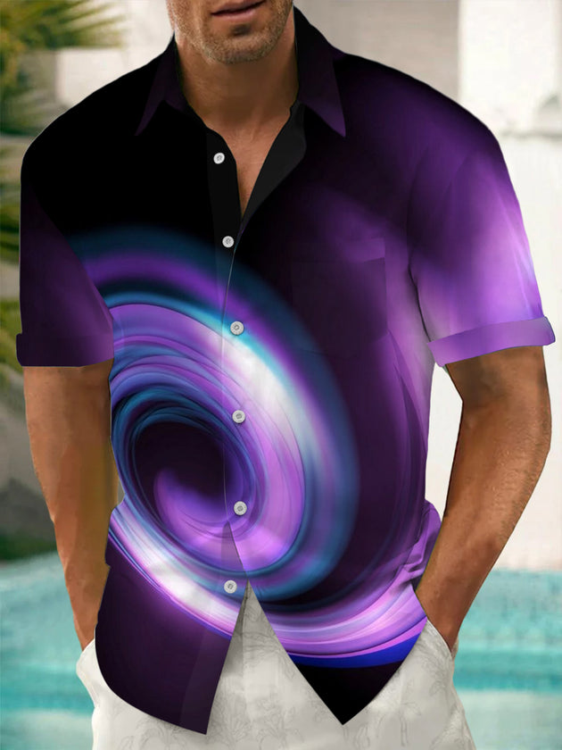 Men's abstract print short sleeve shirt front view