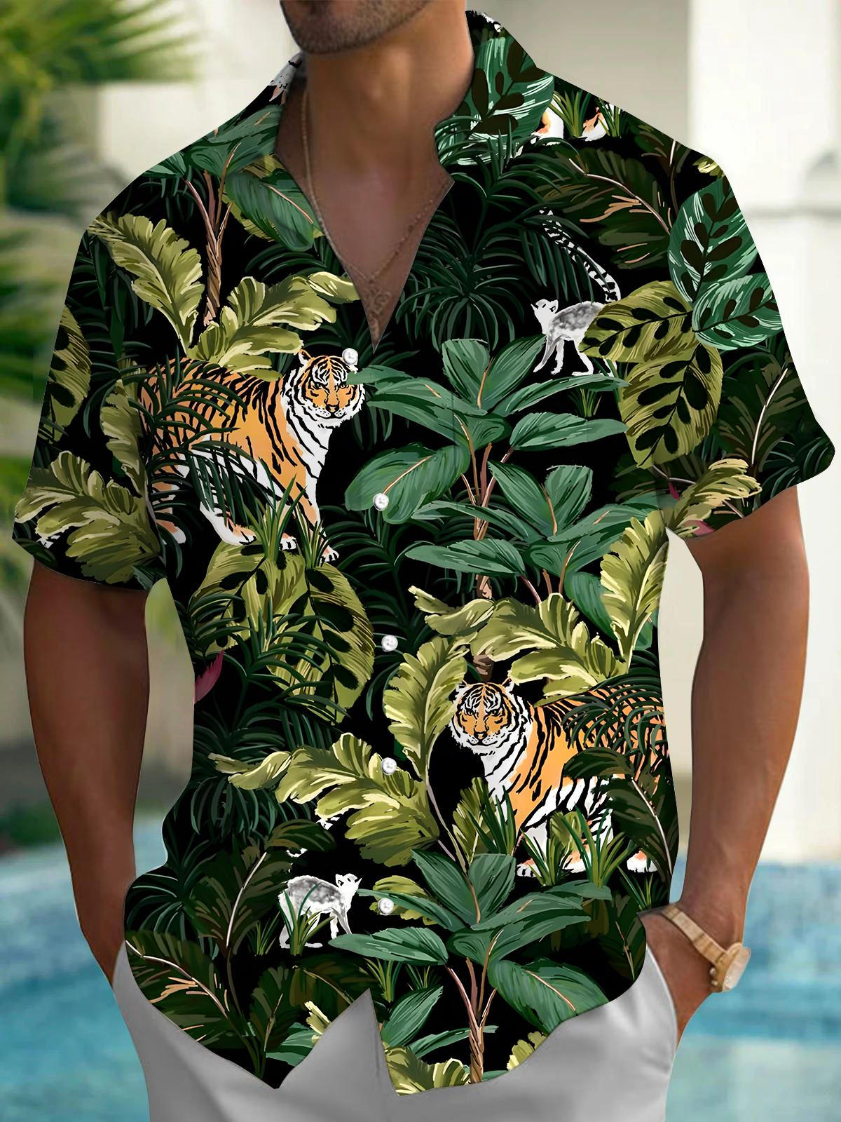 Tiger Men's Pocket Short Sleeve Shirts