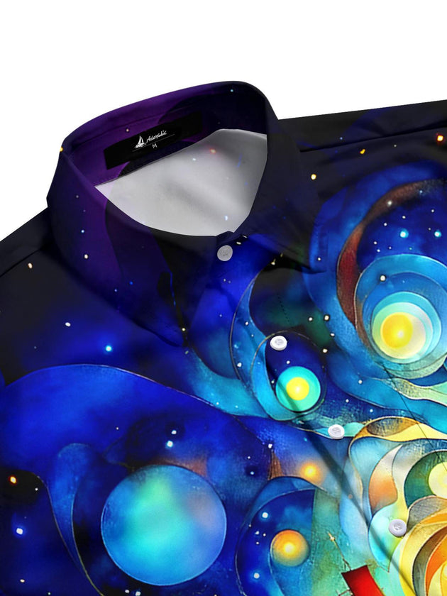 men's graphic art shirt side view