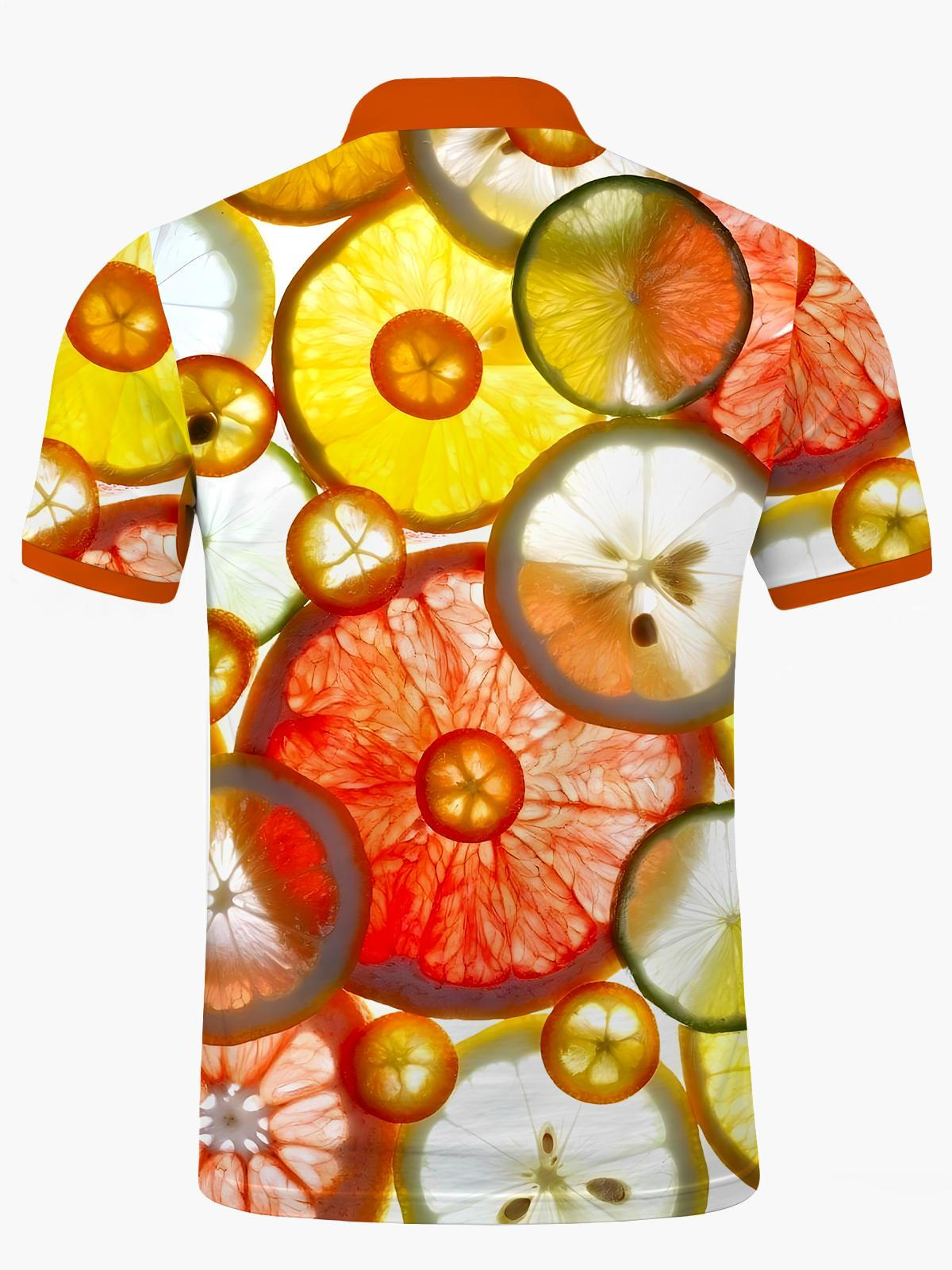 Lemon Men's Short Sleeve Button Polo Shirt