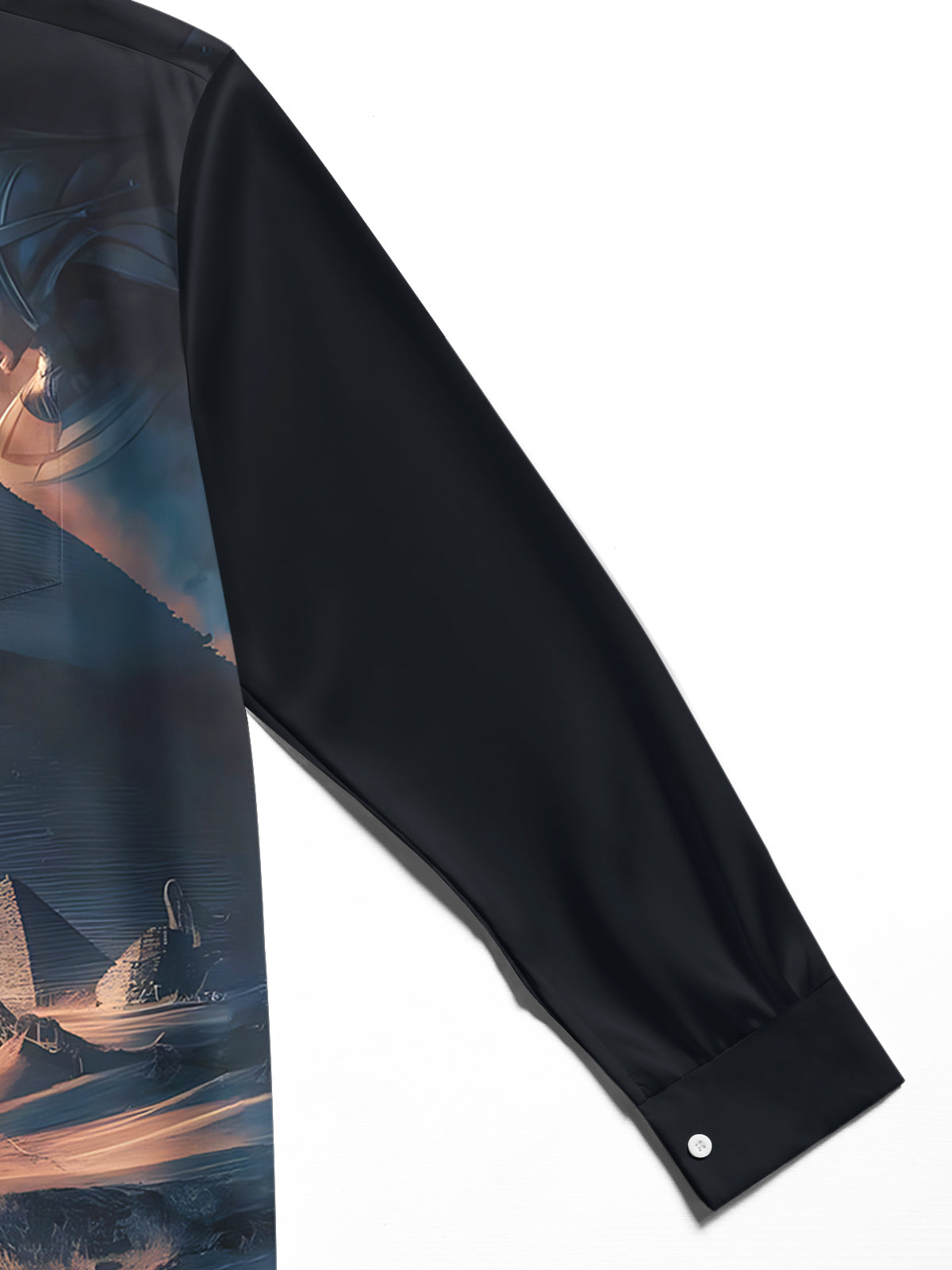 Vintage Scroll Pyramid Print Men's Pocket Long Sleeve Shirts