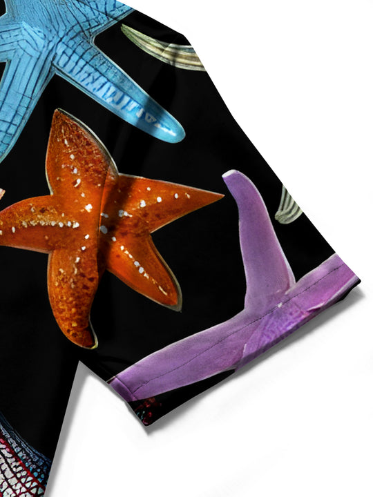 men's fish print shirt close-up short sleeve