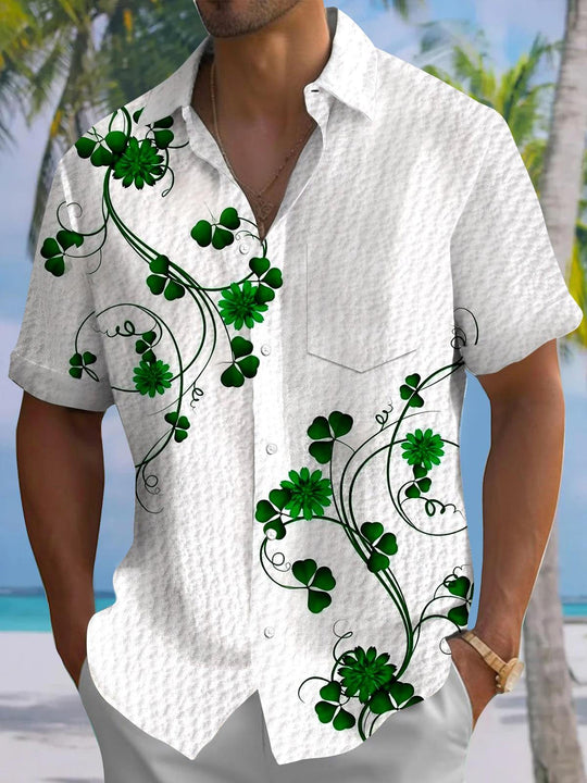 men's Hawaiian shirt front view tropical beach vacation