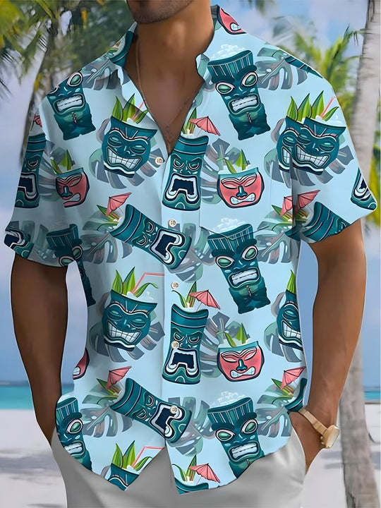 men's Hawaiian shirt front view tropical beach vacation